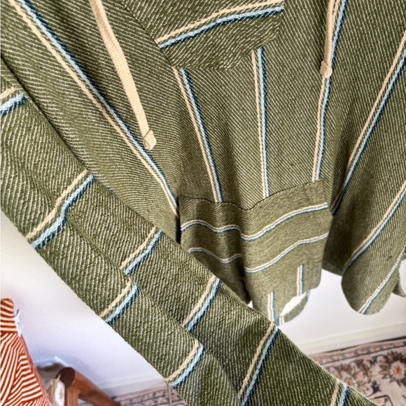 Natural Reflections Green Striped Baja Hoodie Pullover Sweater 2X - Picture 3 of 10